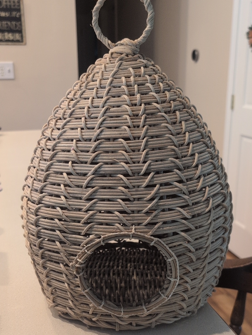 Woven Grey Rattan Bird/Bee's Nest - Home Accents